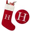 Yoochee 21 Inches Knitted Christmas Stockings with Initials, Large Red Custom Monogram Christmas Stockings with Letter, Personalized Xmas Decoration for Holiday Family Party(Red-H) view 1