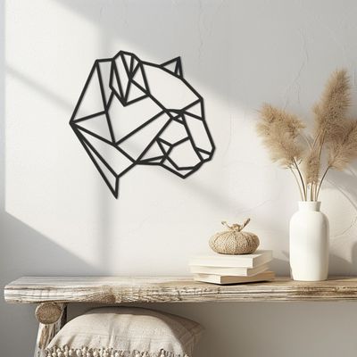 Violaura Geometric Bear Metal Wall Art - Easy to Install Hanging Animal Lover, Rustic Vibes, Nature Inspired, Creative Living, Indoor Art, Stylish Forms Perfect for Home, Living Room Decor (60" x 60")