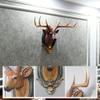 Deer Head Wall Decor Rustic Wall Mounted Deer Head, Faux Taxidermy Animal Head Wall Art Pendant, Handmade Resin Head Sculptures Detachable Antlers woodland nursery decor for Porch, modern wall decor(B view 4