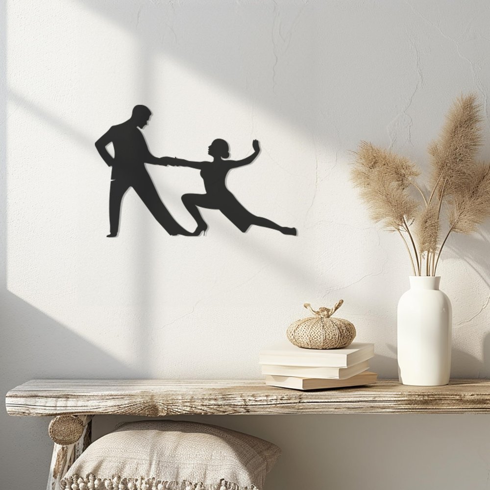 Violaura Dancing Couple Metal Wall Art - Easy to Install Hanging Romantic Dance, Passionate Silhouette, Love Art, Elegant Form, Tango Romance Perfect for Home, Living Room Decor (16.1" x 24.0")