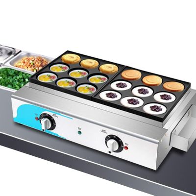 JYXYXSCP Commercial Electric Heating Cake Machine Griddle, Non-Stick Omelette Machine, 18-Hole Egg Burger Machine