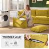 ABCASA Yellow Oversized Accent Chair with Removable & Washable Chenille Cover, Modern Mid-Century Upholstered Armchair, Deep Seat Comfy Reading Chair for Living Room, Pet & Kid Friendly,Set of 2 view 3