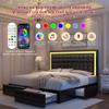 GEGOFORU Full Led Bed Frame with 4 Storage Drawers, No Box Spring Needed, Supports 900 lbs, Easy Assembly, Quiet and Sturdy Design, PU Black view 2