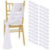 White Wedding Chair Sashes Drapes: 8ft Sheer Chair Covers - 24Pcs Chair Bows Ties Party Banquet Tulle Chair Decorations view 1