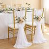 White Wedding Chair Sashes Drapes: 8ft Sheer Chair Covers - 24Pcs Chair Bows Ties Party Banquet Tulle Chair Decorations view 2