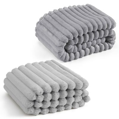 Bedsure King Size Blanket for Bed Wider Striped Design Grey 108x90 Inches