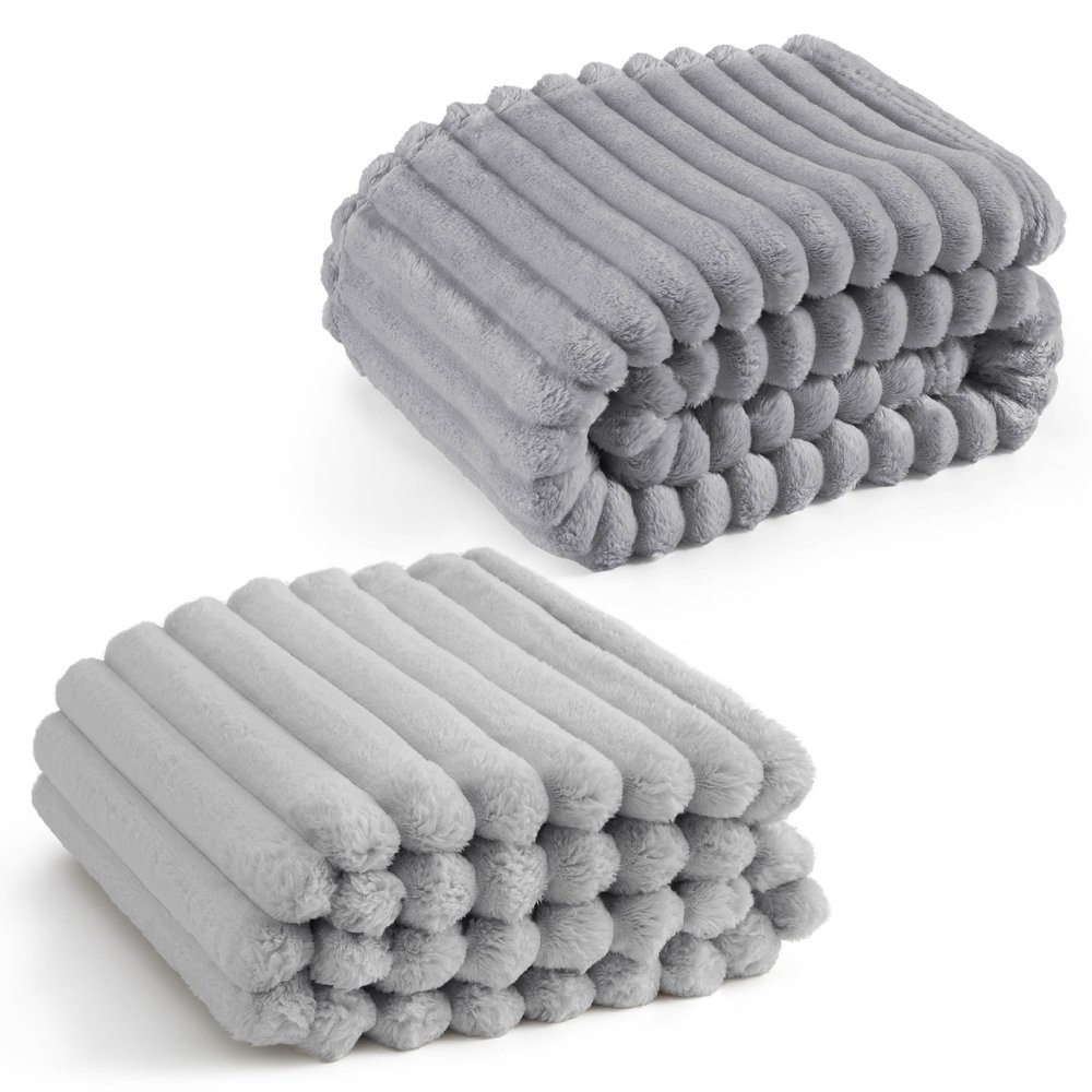 Bedsure King Size Blanket for Bed Wider Striped Design Grey 108x90 Inches