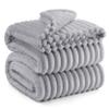 Bedsure King Size Blanket for Bed Wider Striped Design Grey 108x90 Inches view 2