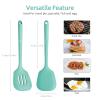 U-Taste 600F Heat Resistant Food Grade Silicone Spoon Spatula Set of 3 (Multicolors), and 600F Heat Resistant Silicone Turners, 13.6in Long Solid & Slotted Kitchen Spatula (Aqua Sky) view 3
