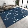 TIMOILU 4x5 Area Rugs Deep Blue Minimalist Hockey Small Rugs for Bedroom, Modern Youth Children's Baseball Low Pile are Not Stumbling Foot Kids Rugs for Playroom Living Room End Table Nursery view 1