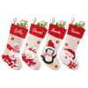Personalized Christmas Stocking,18.5"Customized Name Embroidered, Xmas Fireplace Decorations, Adorned with Santa, Snowman, Penguin, and Bear for Family Party Holiday Season Decoration (9 pcs) view 1