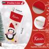 Personalized Christmas Stocking,18.5"Customized Name Embroidered, Xmas Fireplace Decorations, Adorned with Santa, Snowman, Penguin, and Bear for Family Party Holiday Season Decoration (9 pcs) view 2