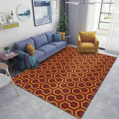 2x4 Runner Rug The Shining Overlook Hotel Rugs for Entryway, Orange Hexagon Washable Kitchen Rugs Soft Non Slip Anti Fatigue for Sink Laundry Indoor Hallways