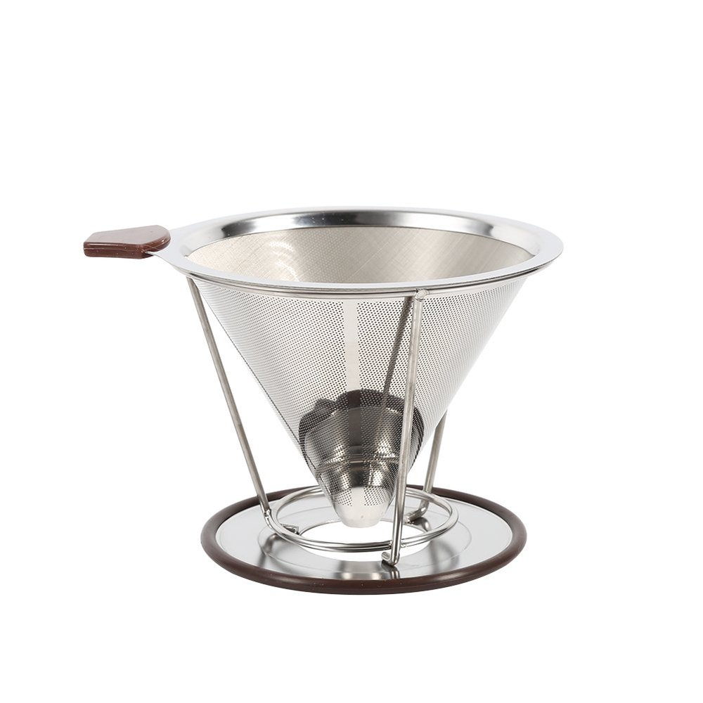 Restokki Stainless Steel Double Layer Mesh Coffee Cone Holder Filter, Suitable for Cups Mugs Thermoses Small Pots, Portable and Reusable
