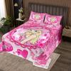 Western Cowgirl Princess Bedspread King Size,Cactus Cowgirl Boot Cap Bowknot Coverlet Set,Girls Women Room Decor,Star Love Heart Glitter Romantic Quilted Coverlet,Pink Bedding Quilt,2 Pillowcases view 1