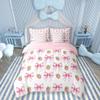 7 Pieces Pink Bowknot Kids Comforter King,Strawberry Summer Fruit Toddler Bedding Set,Bow Tie Butterfly Knot Princess Cartoon CuteComforter+Fitted+Flat Sheet+2 Pillowcases+2 Throw Pillow Covers view 1