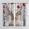 PYMATYTN Christmas Curtains, Santa Ball Pine Tree and Mushrooms Window Treatments Thermal Insulated Grommet Blackout Curtains for Bedroom 42x63 inch view 2