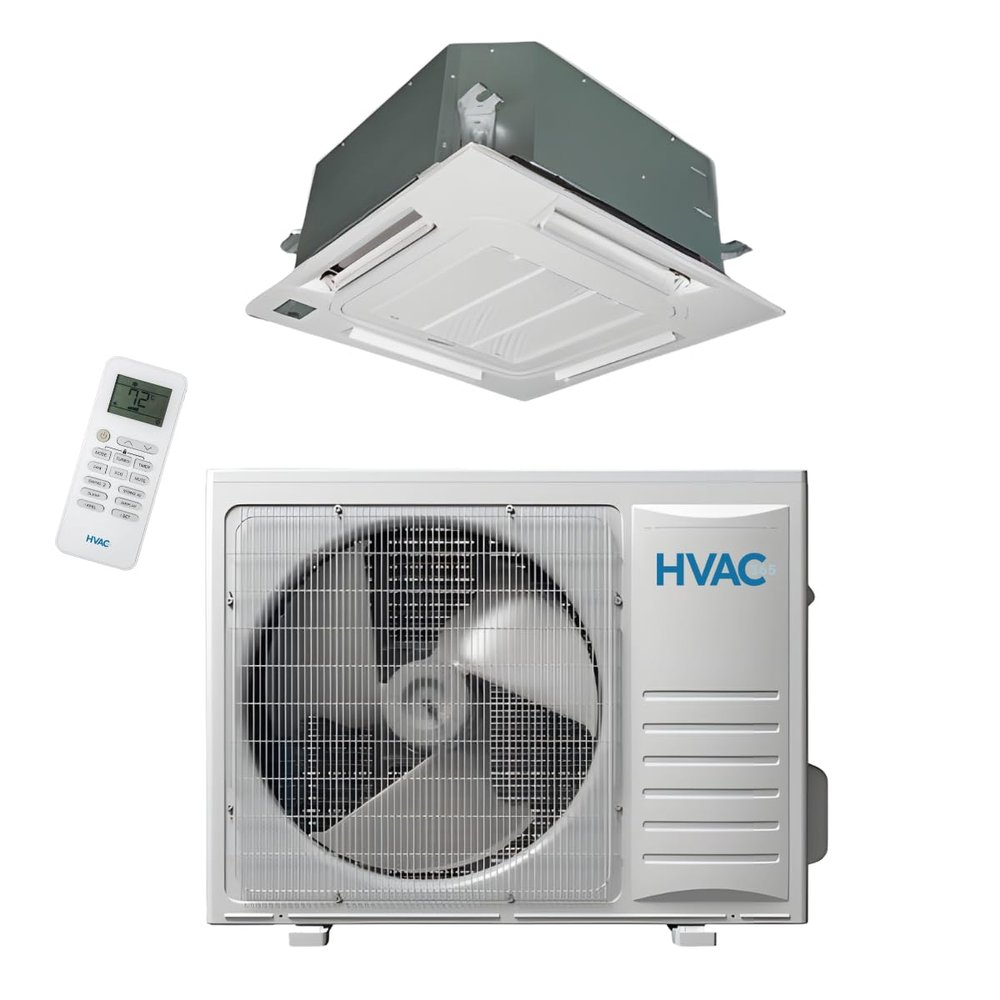 HVAC365 9,000 BTU 21 SEER Helios Plus Series Ceiling Cassette Ductless Mini Split Heat Pump Air Conditioner System R32 Refrigerant | 220V