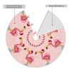 BYBYSCL 48" Pink Flamingo Pattern Christmas Tree Skirt Large Tree Mat Base Cover for Xmas Festive Holiday Party Decoration Ornaments view 3