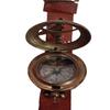 2 Antique Sundial Compass with Brown Leather Wristband  Real Leather Navigational Tool for Hiking & Survival view 2