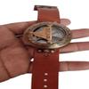 2 Antique Sundial Compass with Brown Leather Wristband  Real Leather Navigational Tool for Hiking & Survival view 3