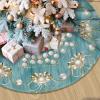 48" Large Christmas Tree Skirt, Elegant Circular Round Shape Turquoise Pattern Tree Mat Base Cover for Xmas Festive Holiday Party Decoration Ornaments view 1