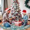 48" Large Christmas Tree Skirt, Elegant Circular Round Shape Turquoise Pattern Tree Mat Base Cover for Xmas Festive Holiday Party Decoration Ornaments view 2