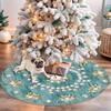 48" Large Christmas Tree Skirt, Elegant Circular Round Shape Turquoise Pattern Tree Mat Base Cover for Xmas Festive Holiday Party Decoration Ornaments view 3