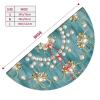 48" Large Christmas Tree Skirt, Elegant Circular Round Shape Turquoise Pattern Tree Mat Base Cover for Xmas Festive Holiday Party Decoration Ornaments view 4