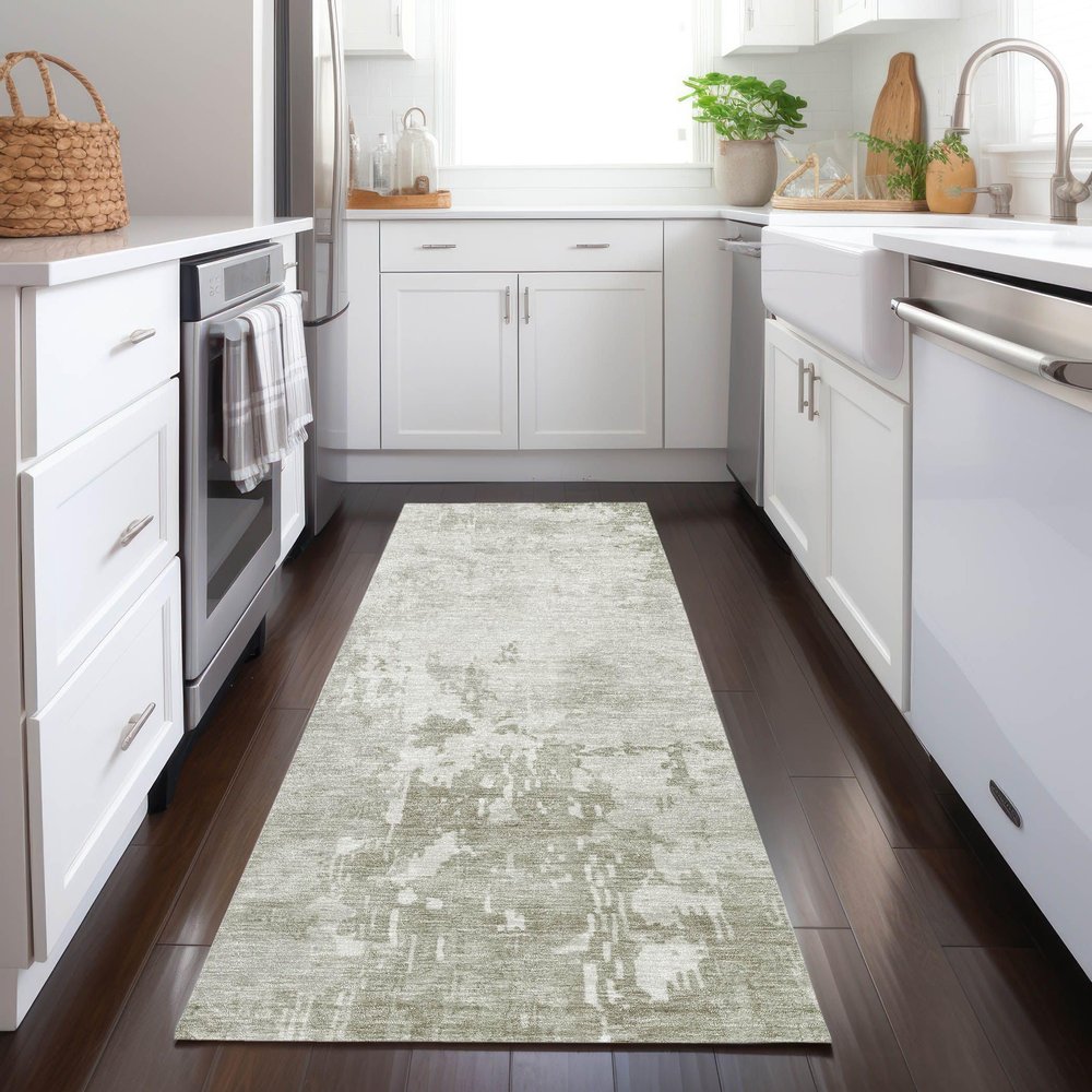 Addison Rugs Chantille ACN1258 Linen 2'3" x 7'6" Indoor/Outdoor, Machine Washable, Easy Clean, Non Shedding, Bedroom, Living Room, Dining Room, Kitchen, Patio Rug