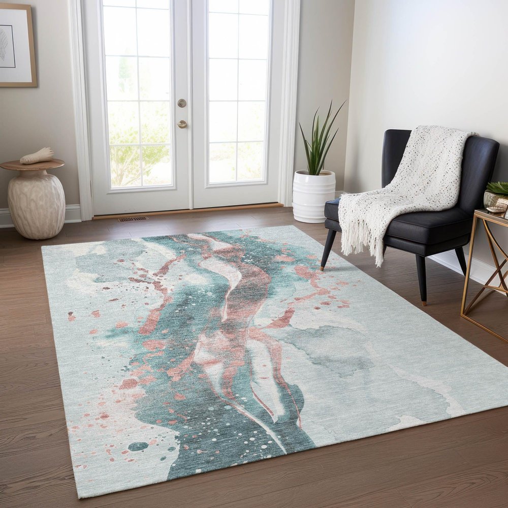Addison Rugs Chantille ACN1527 Teal 8' x 10' Indoor/Outdoor, Machine Washable, Easy Clean, Non Shedding, Bedroom, Living Room, Dining Room, Kitchen, Patio Rug