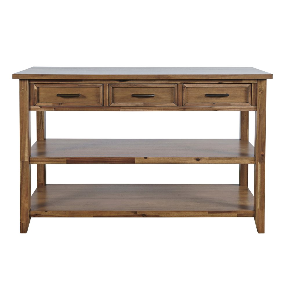 Jofran Claremont 50" Transitional Rustic Wood Sofa Console Table with Storage