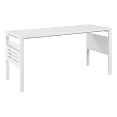 OSP Home Furnishings Prado Home Office Writing Desk with Storage, Schattdecor White Carbon Fiber Desk Top, Rectangular
