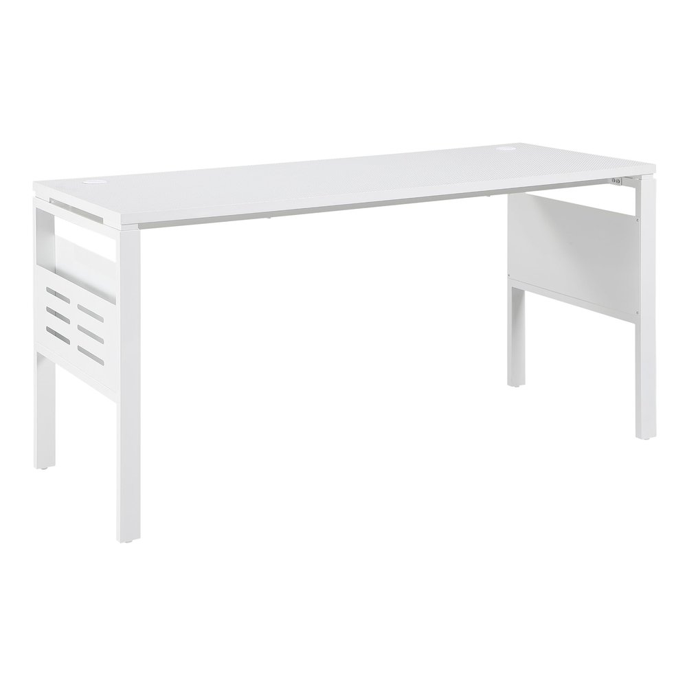 OSP Home Furnishings Prado Home Office Writing Desk with Storage, Schattdecor White Carbon Fiber Desk Top, Rectangular