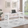 OSP Home Furnishings Prado Home Office Writing Desk with Storage, Schattdecor White Carbon Fiber Desk Top, Rectangular view 2