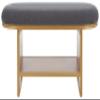 SAFAVIEH Home Collection Iona Dark Grey/Walnut Open Shelf Bench with Cushion view 1