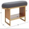 SAFAVIEH Home Collection Iona Dark Grey/Walnut Open Shelf Bench with Cushion view 3