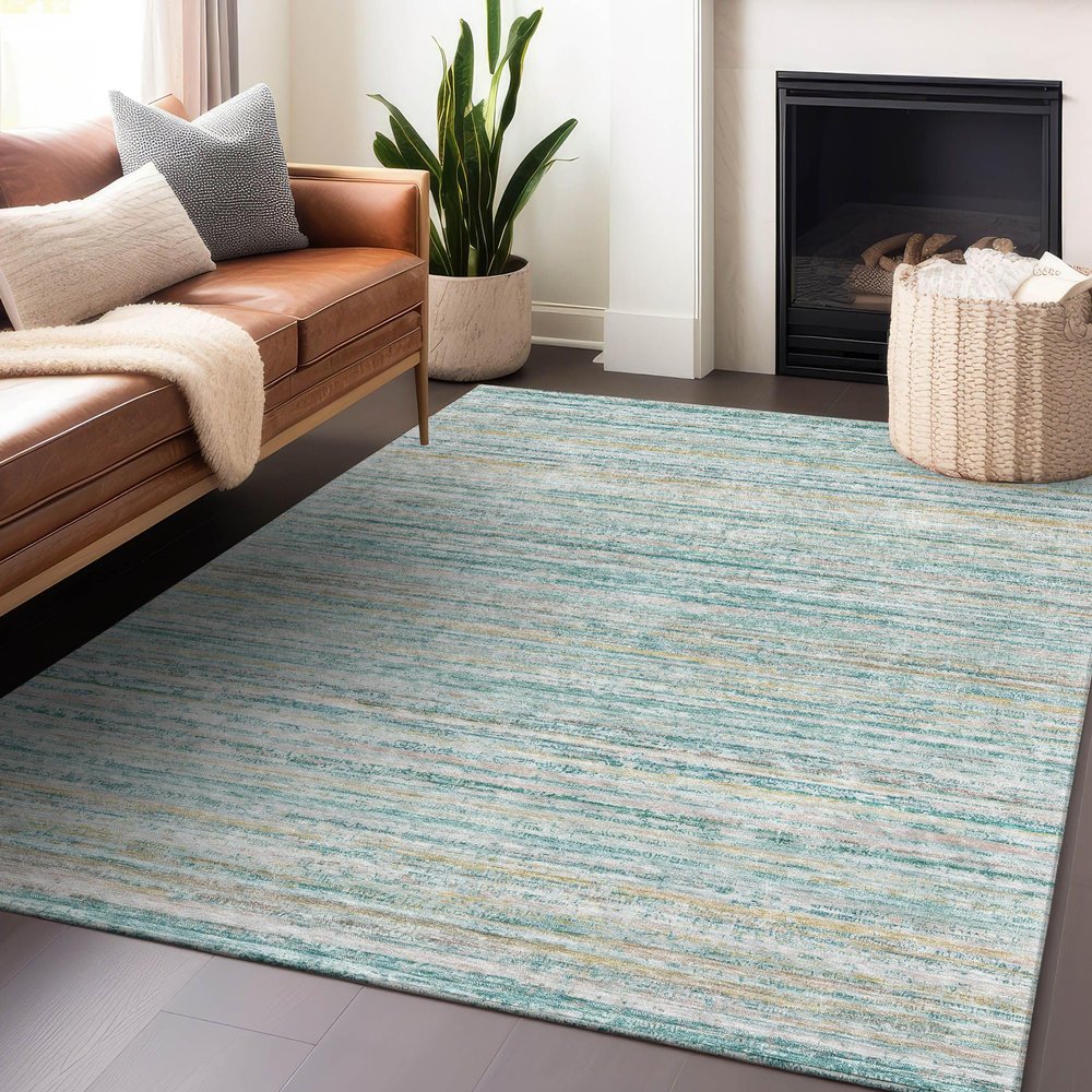 Addison Rugs Chantille ACN1239 Teal 8' x 10' Indoor/Outdoor, Machine Washable, Easy Clean, Non Shedding, Bedroom, Living Room, Dining Room, Kitchen, Patio Rug