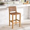 SAFAVIEH Home Collection Sorrento Natural Solid Wood/Light Honey Woven Leather 27-inch Seat Height Counter Stool (Fully Assembled) view 2