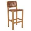 SAFAVIEH Home Collection Sorrento Natural Solid Wood/Light Honey Woven Leather 27-inch Seat Height Counter Stool (Fully Assembled) view 4