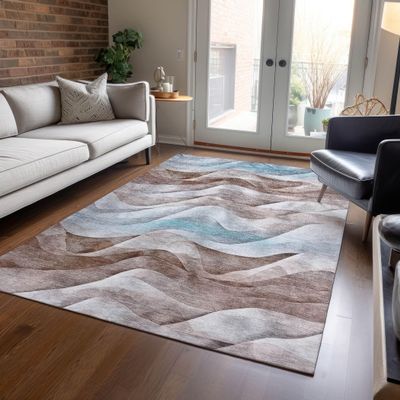 Addison Rugs Chantille ACN1621 Mocha 8' x 10' Indoor/Outdoor, Machine Washable, Easy Clean, Non Shedding, Bedroom, Living Room, Dining Room, Kitchen, Patio Rug