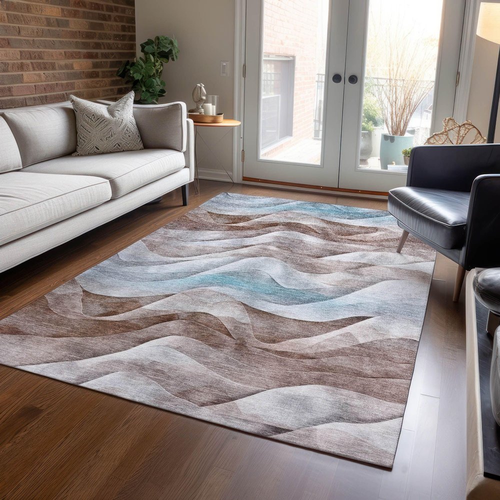 Addison Rugs Chantille ACN1621 Mocha 8' x 10' Indoor/Outdoor, Machine Washable, Easy Clean, Non Shedding, Bedroom, Living Room, Dining Room, Kitchen, Patio Rug