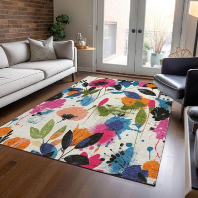 Addison Rugs Chantille ACN1551 Ivory 10' x 14' Indoor/Outdoor, Machine Washable, Easy Clean, Non Shedding, Bedroom, Living Room, Dining Room, Kitchen, Patio Rug