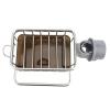 Brrnoo Left Kitchen Sink Faucet Organizer with Hook and Drain Tray, Sponge Holder Thickened Aluminum Sink Organizer Rack for Cloths Drain Stopper (Silver) view 3