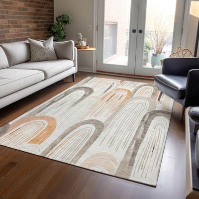 Addison Rugs Chantille ACN1591 Ivory 9' x 12' Indoor/Outdoor, Machine Washable, Easy Clean, Non Shedding, Bedroom, Living Room, Dining Room, Kitchen, Patio Rug