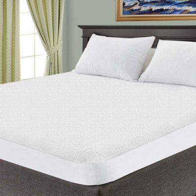 Superior Mattress Protector, Waterproof Backing, Soft Cotton Terry, Lightweight, Breathable, Noiseless, Fitted Sheet Design, Plush Bedding, Machine Washable, Vinyl-Free, Twin, White