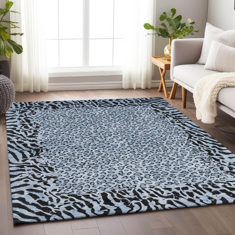 Addison Rugs Chantille ACN1230 Blue 8' x 10' Indoor/Outdoor, Machine Washable, Easy Clean, Non Shedding, Bedroom, Living Room, Dining Room, Kitchen, Patio Rug