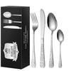 GOODJAYVEN Silverware Flatware Set, 40-piece Stainless Steel Pattern Tableware Set Hotel Household 10-person Tableware Steak Knife Fork Spoon(Silver) view 1