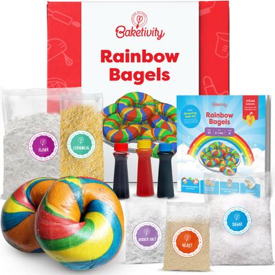 Baketivity Rainbow Bagel Kids Baking Kit with Pre-Measured Ingredients