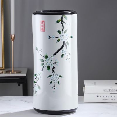 ELZEM Ceramic Umbrella Stand Vintage Ceramic Umbrella Stand Chinese Umbrella Holder Freestanding Round Umbrella Holder Organizer Bin 19.5x44cm for Home Office Entrance Indoor
